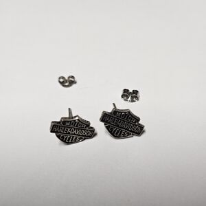 Harley-Davidson Silver Stud Earrings Bar And Shield Logo
